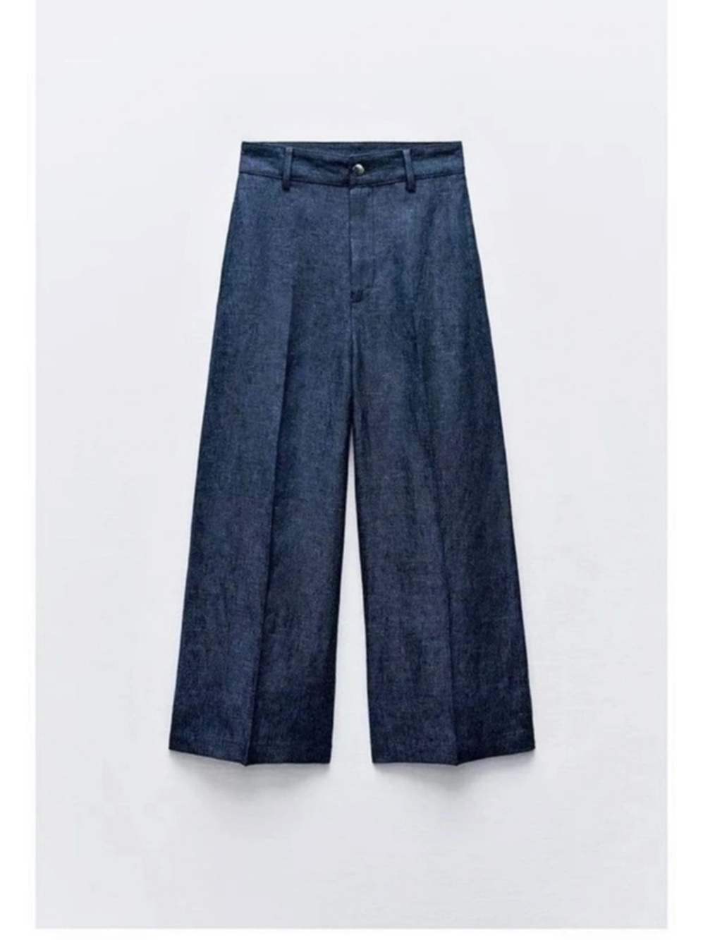 Zara Linen Culottes Wide Leg Pants in Blue